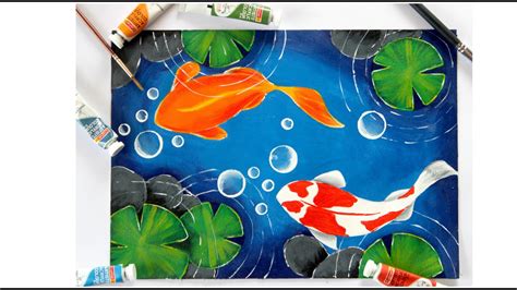 koi fish pond painting|Koi fish pond Easy Daily Painting Step by step Acrylic Tutorials .